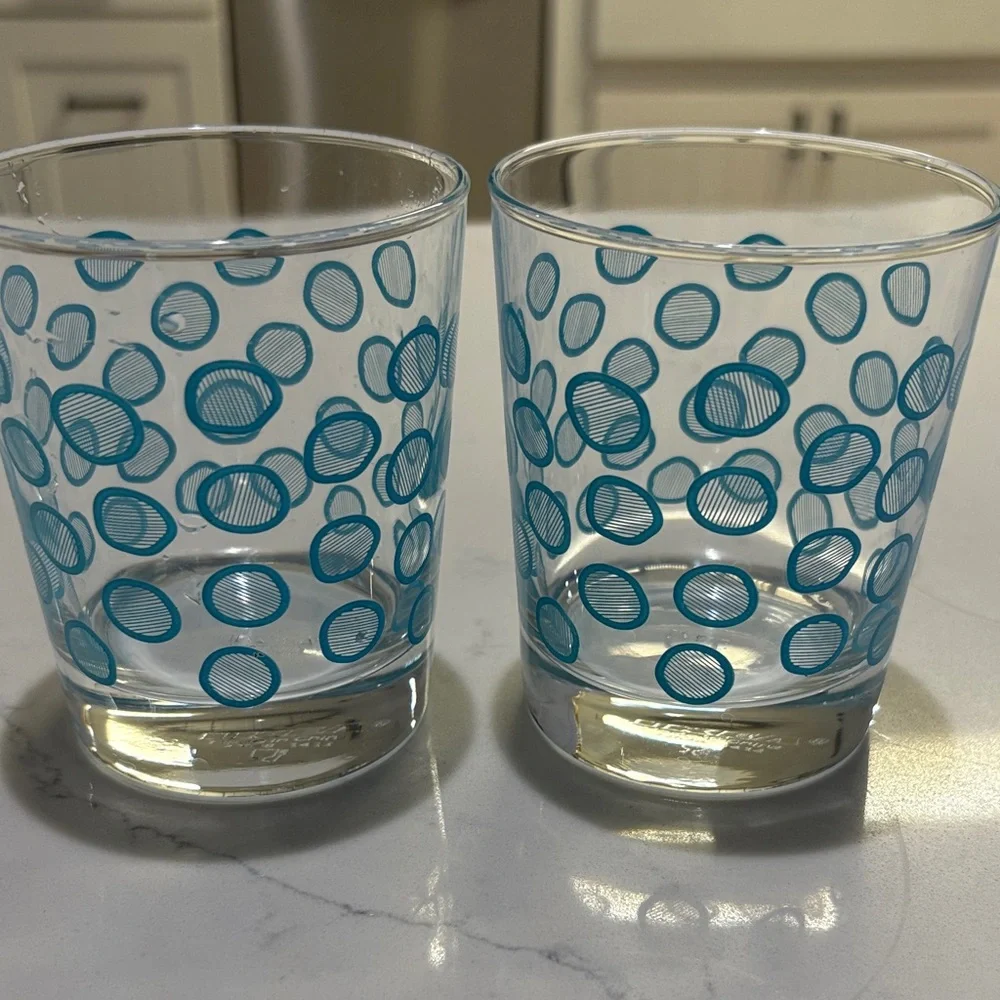 IKEA Blue Patterned Glass Tumblers